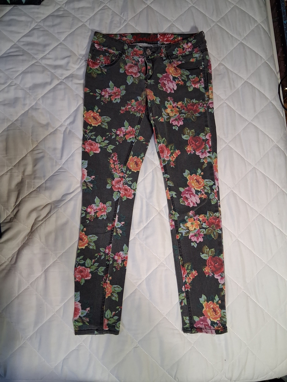 Vanilla Star Floral Print Skinny Jeans 5
